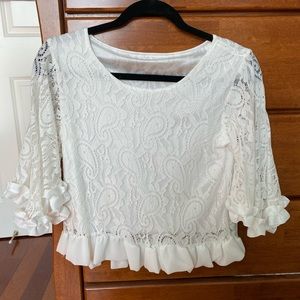 NWOT White Ruffled Lace Top